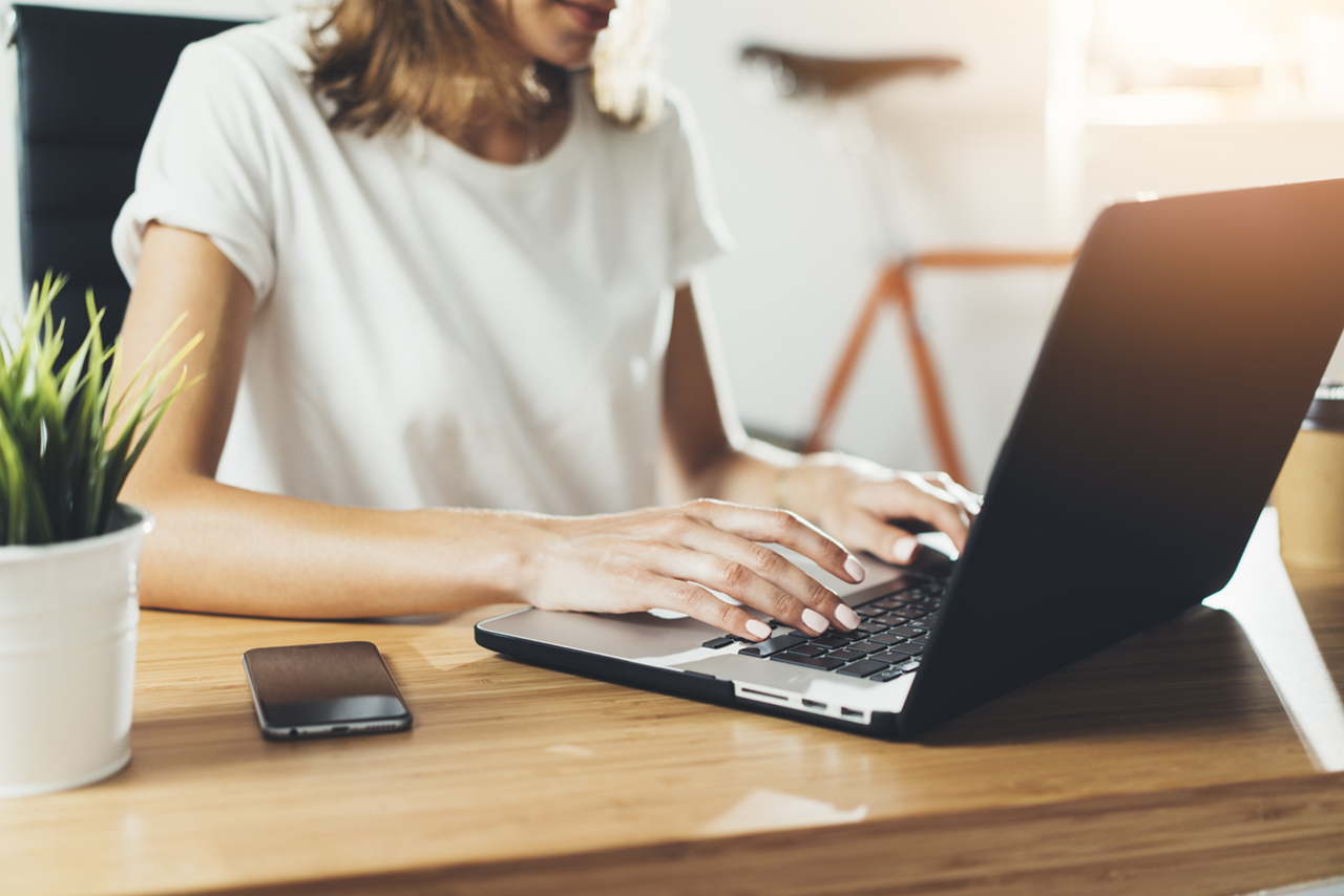 woman working on a laptop